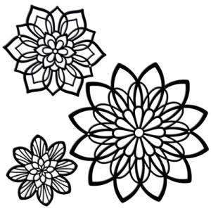 Zzbakress 3 Pieces Metal Flowers Wall Decor, Black Wall Decors, Flower Art Wall Decor Farmhouse Wall Decoration Multiple Flowers Hanging Decor for Bathroom Living Room Garden Office (Black Elegant)