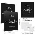 9 Pieces Inspirational Motivational Wall Art Office Bedroom Wall Art,Daily Positive Affirmations for Men Women Kids Inspirational Positive Quotes Sayings Decor(Black)