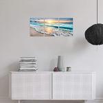 TutuBeer 3 Panel Beach Canvas Wall Art for Home Decor Blue Sea Sunset White Beach Painting the Picture Print on Canvas Seascape the Pictures for Home Decor Decoration,Ready to Hang