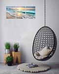 TutuBeer 3 Panel Beach Canvas Wall Art for Home Decor Blue Sea Sunset White Beach Painting the Picture Print on Canvas Seascape the Pictures for Home Decor Decoration,Ready to Hang