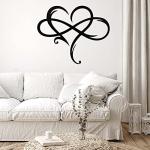 Infinity Heart Wall Decor, Unique Infinity Heart Metal Art Wall Decor Love Sign Steel Wall Plaques Bedroom Ornaments for Home Wedding Decor, Room Living Room Decoration (Black, 15.7x14inch)