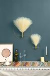 Pretty Jolly Boho Wall Decor, Wall-Mounted Metal Art, Hanging Artificial Pampas Display, Living Room, Bedroom, Bathroom, Diningroom, Fake Faux Plant 2 Pack Black Brown