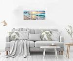 TutuBeer 3 Panel Beach Canvas Wall Art for Home Decor Blue Sea Sunset White Beach Painting the Picture Print on Canvas Seascape the Pictures for Home Decor Decoration,Ready to Hang
