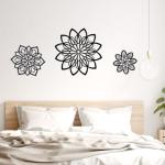 Zzbakress 3 Pieces Metal Flowers Wall Decor, Black Wall Decors, Flower Art Wall Decor Farmhouse Wall Decoration Multiple Flowers Hanging Decor for Bathroom Living Room Garden Office (Black Elegant)