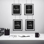 9 Pieces Inspirational Motivational Wall Art Office Bedroom Wall Art,Daily Positive Affirmations for Men Women Kids Inspirational Positive Quotes Sayings Decor(Black)