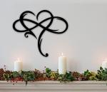 Infinity Heart Wall Decor, Unique Infinity Heart Metal Art Wall Decor Love Sign Steel Wall Plaques Bedroom Ornaments for Home Wedding Decor, Room Living Room Decoration (Black, 15.7x14inch)