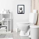 Bathroom Picture Wall Decor, Framed Black and White Bathroom Wall Art, Toilet Paper in Little Funny Raccoon's Hand Animal Canvas Print Painting