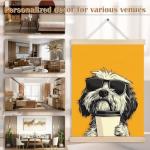 FITIE Trendy Sunglasses Coffee Dog Wall Art Poster Framed, Dog Room Home Decor, Funky Shih Tzu Puppy Canvas Wall Art Prints for Home Coffee Bar Station, 12x16 Inches