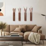 Sawoake Wooden Wall Planter Set of 4 - Modern Home Decor for Living Room, Bedroom, Bathroom - Walnut Finish Planter for Dried Flowers, Faux Greenery, Indoor Plants