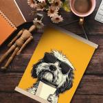 FITIE Trendy Sunglasses Coffee Dog Wall Art Poster Framed, Dog Room Home Decor, Funky Shih Tzu Puppy Canvas Wall Art Prints for Home Coffee Bar Station, 12x16 Inches