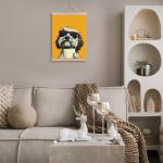 FITIE Trendy Sunglasses Coffee Dog Wall Art Poster Framed, Dog Room Home Decor, Funky Shih Tzu Puppy Canvas Wall Art Prints for Home Coffee Bar Station, 12x16 Inches
