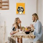 FITIE Trendy Sunglasses Coffee Dog Wall Art Poster Framed, Dog Room Home Decor, Funky Shih Tzu Puppy Canvas Wall Art Prints for Home Coffee Bar Station, 12x16 Inches