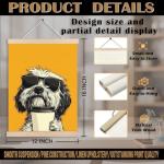 FITIE Trendy Sunglasses Coffee Dog Wall Art Poster Framed, Dog Room Home Decor, Funky Shih Tzu Puppy Canvas Wall Art Prints for Home Coffee Bar Station, 12x16 Inches