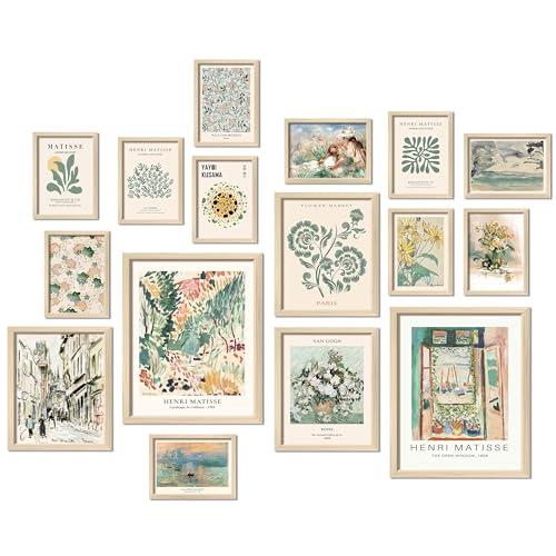 ANERZA 16 PCS Sage Green Wall Art Decor, Matisse Wall Prints for Bedroom, Abstract Posters for Room Aesthetic, Wall Collage Kit Pictures for Living Room, Eclectic Boho Vintage Dorm Gallery Home Decor