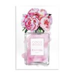 Stupell Industries Glam Perfume Bottle V2 Flower Silver Pink Peony Wall Plaque Art, Proudly Made in USA, 10 x 15, Wall Plaque