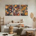 TBKHUDBI Burnt Orange Floral Canvas Wall Art,Mid Century Modern Wall Decor,Boho Terracotta Flower Picture Prints Poster Painting Artwork Set Of 3 For Living Room Bedroom Office 12X16 Framed