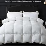ELNIDO QUEEN® Feather Comforter Queen Size, Filled with Feather and Downfiber, All Season White Luxury Hotel Fluffy Bed Comforter, Ultra Soft 100% Cotton Duvet Insert, 90x90 Inch