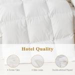TOPGREEN 100% Organic Feather Down Comforter King Size, Luxury Extra-Fluffy Duvet Insert, All Season Bed Comforter with Ultra-Soft Organic Cotton Case (106x90 Inch, Ivory White)