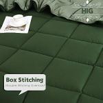 HIG 3pc Green Queen Size Comforter Set - All Season Reversible Down Alternative Comforter with Two Shams - Quilted Duvet Insert with Corner Tabs - Box Stitched Blanket - Breathable, Soft, Fluffy
