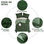 HIG 3pc Green Queen Size Comforter Set - All Season Reversible Down Alternative Comforter with Two Shams - Quilted Duvet Insert with Corner Tabs - Box Stitched Blanket - Breathable, Soft, Fluffy