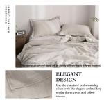 Simple&Opulence 100% Linen Duvet Cover Set with Embroidery Washed - 3 Pieces (1 Duvet Cover with 2 Pillow Shams) with Button Closure Soft Breathable Farmhouse - Linen, King Size