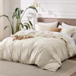 Bedsure Duvet Cover Queen Size - Soft Cationic Dyed Duvet Cover Set for Kids with Zipper Closure, 3 Pieces Bedding Set(Beige, 90"x90")