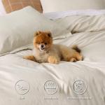 Bedsure Duvet Cover Queen Size - Soft Cationic Dyed Duvet Cover Set for Kids with Zipper Closure, 3 Pieces Bedding Set(Beige, 90"x90")