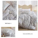 3 Pieces Duvet Cover Queen Size White Bedding Duvet Cover with Blue Floral Print,Soft Cotton Coquette Bedding Comforter Cover Boho Style,Aesthetic Queen Bedding Set with Zipper Closure 4 Ties