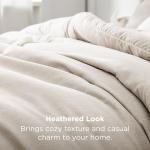 Bedsure Queen Comforter Set - Beige Comforter Queen Size, Soft Bedding for All Seasons, Cationic Dyed Bedding Set, 3 Pieces, 1 Comforter (90"x90") and 2 Pillow Shams (20"x26"+2")