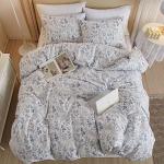 3 Pieces Duvet Cover Queen Size White Bedding Duvet Cover with Blue Floral Print,Soft Cotton Coquette Bedding Comforter Cover Boho Style,Aesthetic Queen Bedding Set with Zipper Closure 4 Ties
