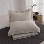 Simple&Opulence 100% Linen Duvet Cover Set with Embroidery Washed - 3 Pieces (1 Duvet Cover with 2 Pillow Shams) with Button Closure Soft Breathable Farmhouse - Linen, King Size
