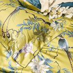 mixinni Garden Style Cotton Flowers and Birds Pattern Printed Duvet Cover Reversible Design Peacock Blue 3 Piece Bedding Duvet Set with Zipper Closure, Perfect for Him and Her-Queen Size
