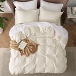 Bedsure Duvet Cover Queen Size - Soft Cationic Dyed Duvet Cover Set for Kids with Zipper Closure, 3 Pieces Bedding Set(Beige, 90"x90")