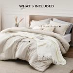 Bedsure Queen Comforter Set - Beige Comforter Queen Size, Soft Bedding for All Seasons, Cationic Dyed Bedding Set, 3 Pieces, 1 Comforter (90"x90") and 2 Pillow Shams (20"x26"+2")