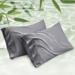 Bedsure Cooling Pillow Cases Queen Size Set of 2, Rayon Derived from Bamboo Cooling Pillowcases for Hot Sleepers, Cool Pillow Covers with Envelope Closure, Gifts, Dark Grey, 20x30 Inches, 2pcs