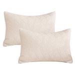 Sanracie Quilted Pillow Shams Standard Size 20"x26", Cotton Wheat Colored Solid Simple Leaves Quilting Standard Pillow Covers Set of 2 Soft Comfortable Pillow Shams Cases