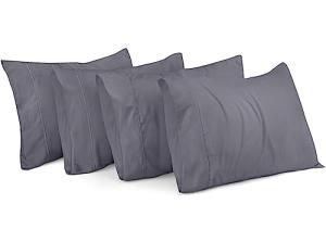 Utopia Bedding Queen Pillow Cases - 4 Pack - Envelope Closure - Soft Brushed Microfiber Fabric - Shrinkage and Fade Resistant Pillow Covers Queen Size 20 X 30 Inches (Queen, Grey)