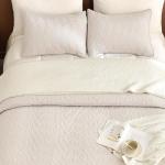 Sanracie Quilted Pillow Shams Standard Size 20"x26", Cotton Wheat Colored Solid Simple Leaves Quilting Standard Pillow Covers Set of 2 Soft Comfortable Pillow Shams Cases