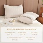 Sanracie Quilted Pillow Shams Standard Size 20"x26", Cotton Wheat Colored Solid Simple Leaves Quilting Standard Pillow Covers Set of 2 Soft Comfortable Pillow Shams Cases
