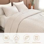 Sanracie Quilted Pillow Shams Standard Size 20"x26", Cotton Wheat Colored Solid Simple Leaves Quilting Standard Pillow Covers Set of 2 Soft Comfortable Pillow Shams Cases