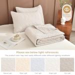 Sanracie Quilted Pillow Shams Standard Size 20"x26", Cotton Wheat Colored Solid Simple Leaves Quilting Standard Pillow Covers Set of 2 Soft Comfortable Pillow Shams Cases