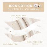 Sanracie Quilted Pillow Shams Standard Size 20"x26", Cotton Wheat Colored Solid Simple Leaves Quilting Standard Pillow Covers Set of 2 Soft Comfortable Pillow Shams Cases