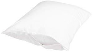 Amazon Basics Standard Pillowcase with Zipper, 100% Cotton Hypoallergenic, Pillow Protector, White (27 x 21 Inches), Pillows Not Included