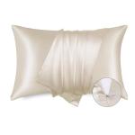 Bedsure Satin Pillowcase for Hair - Beige Satin Pillow Cases Standard Size with Zipper 2 Pack, Similar to Silk Pillow Cases for Skin, Silky & Soft, Gifts for Women Men, 20x26 Inches