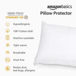 Amazon Basics Standard Pillowcase with Zipper, 100% Cotton Hypoallergenic, Pillow Protector, White (27 x 21 Inches), Pillows Not Included