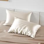 Bedsure Satin Pillowcase for Hair - Beige Satin Pillow Cases Standard Size with Zipper 2 Pack, Similar to Silk Pillow Cases for Skin, Silky & Soft, Gifts for Women Men, 20x26 Inches