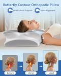 Tujami Cervical Neck Pillow for Neck Shoulder Pain Relief, Soft Contour Side Sleeper Pillow of 2 Heights, Odorless Cooling Memory Foam Orthopedic Bed Pillow for Back Stomach Sleeper