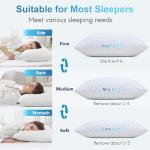 QUTOOL Cooling Pillows for Sleeping 2 Pack, Shredded Memory Foam Bed Pillows Queen Size Set of 2, Cool Gel Pillow for Hot Sleepers Adjustable Firm Pillow for Side, Back and Stomach Sleepers Supportive
