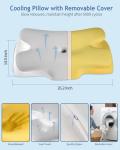 Tujami Cervical Neck Pillow for Neck Shoulder Pain Relief, Soft Contour Side Sleeper Pillow of 2 Heights, Odorless Cooling Memory Foam Orthopedic Bed Pillow for Back Stomach Sleeper