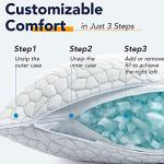 QUTOOL Cooling Pillows for Sleeping 2 Pack, Shredded Memory Foam Bed Pillows Queen Size Set of 2, Cool Gel Pillow for Hot Sleepers Adjustable Firm Pillow for Side, Back and Stomach Sleepers Supportive